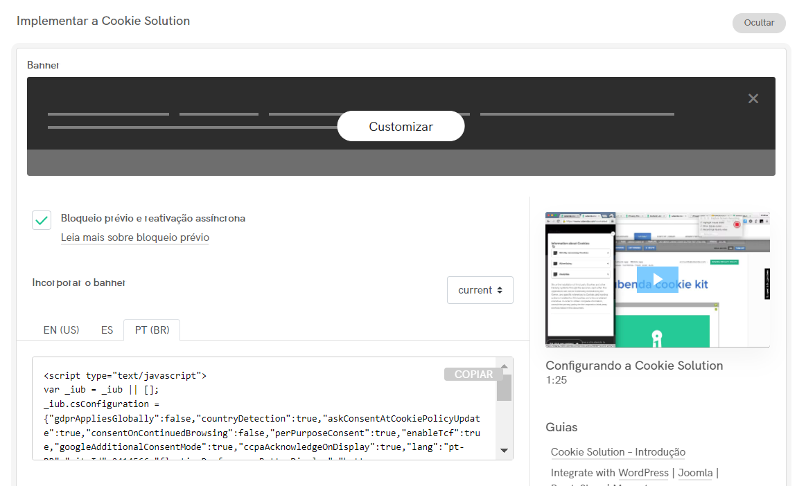 Incorporar a Cookie Solution