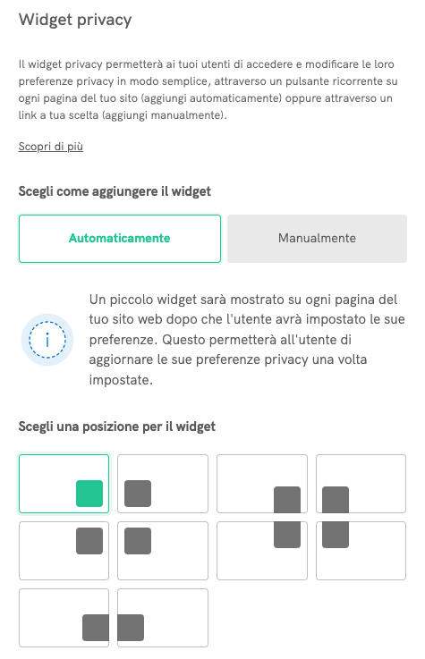 Posizione / Widget privacy 478