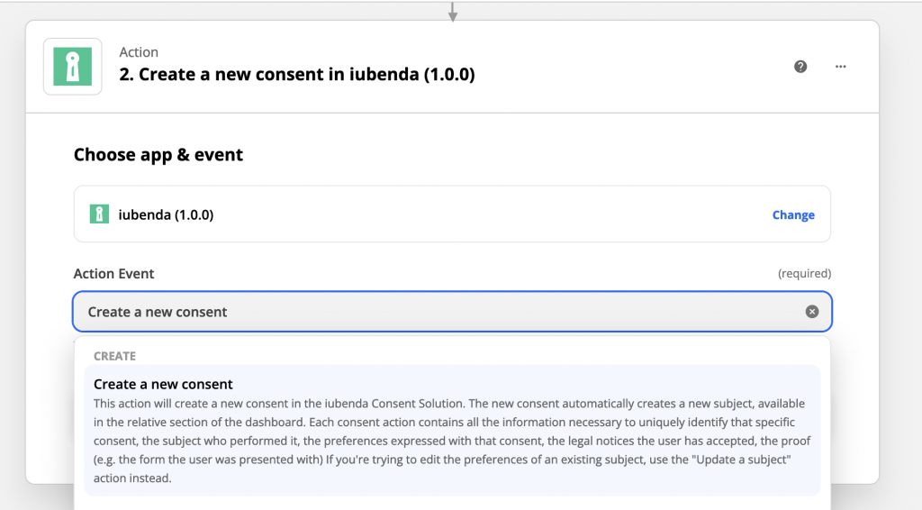 L'intégration de la Consent Solution à Zapier