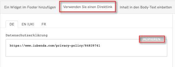 Wie man die Datenschutz- und Cookie-Richtlinie von iubenda in Bigcommerce einfügt