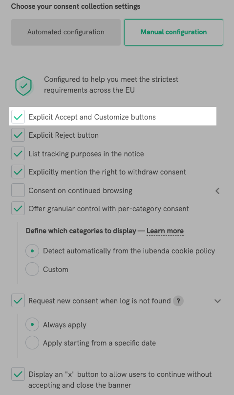 accept and customize