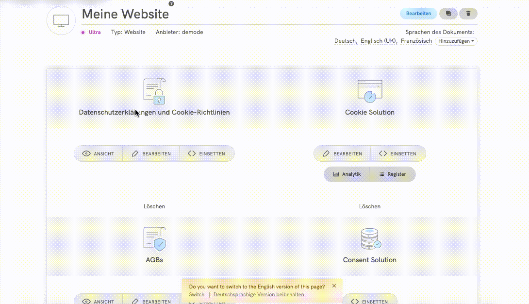 Activate cookie policy