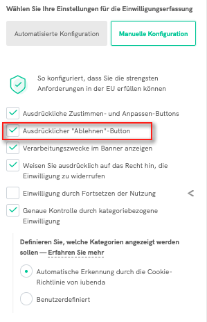 explicit reject button