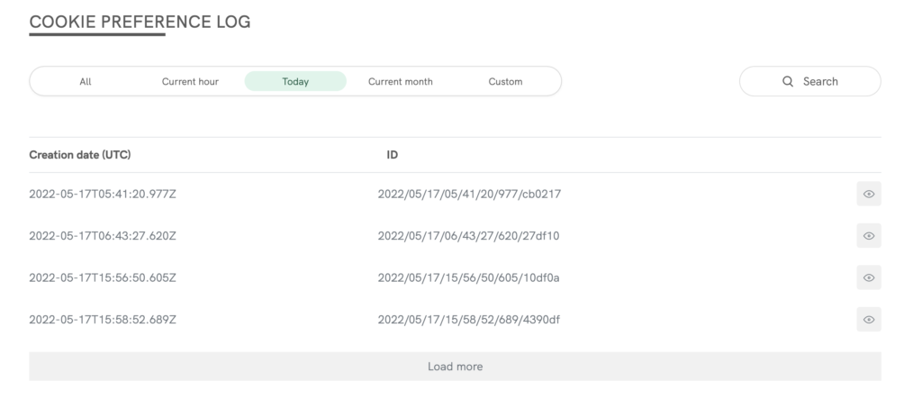 cookie preference log time