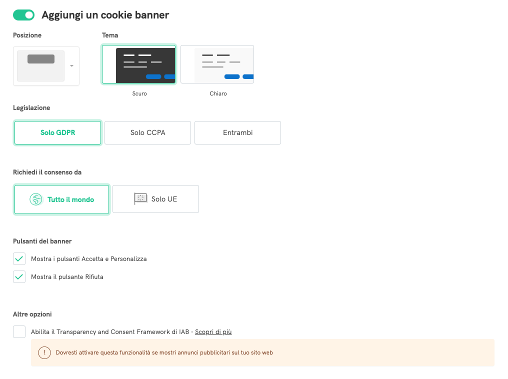 cookie banner - cookie wordpress plugin italiano