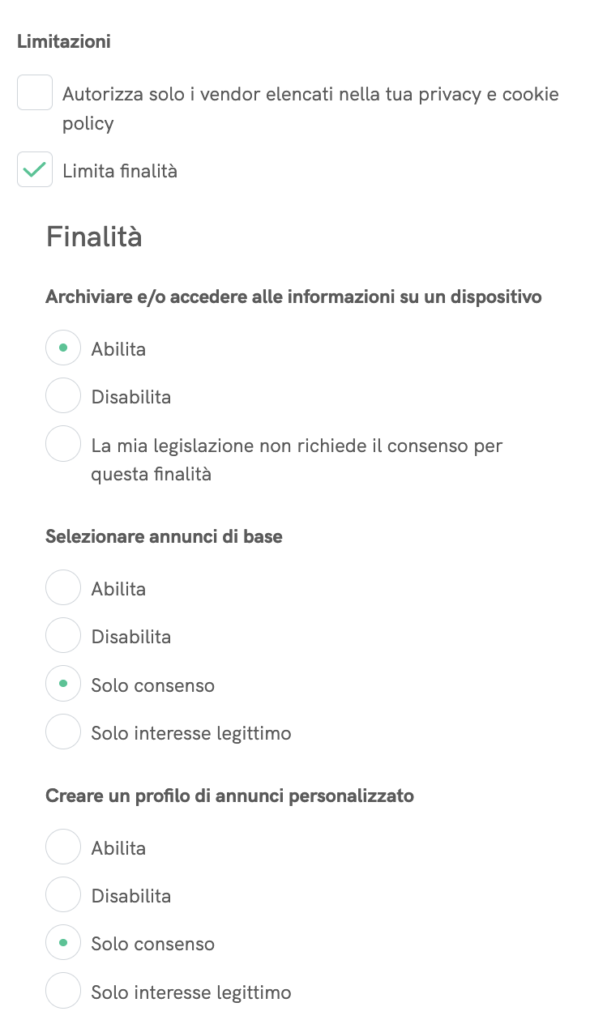 limita finalità