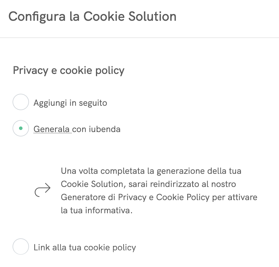 Configura la Cookie Solution