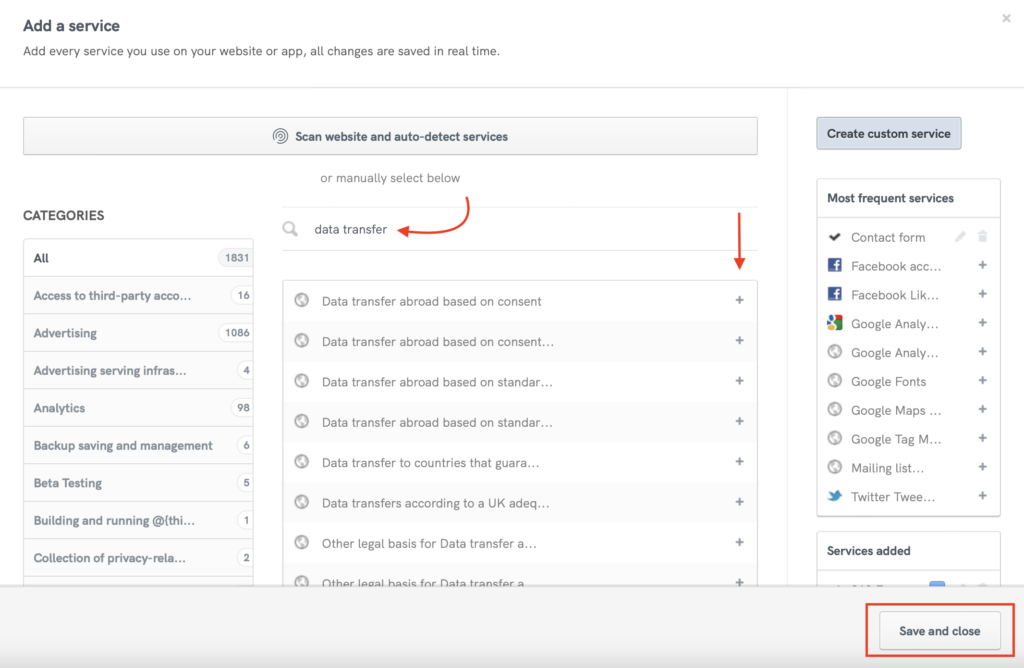 Disclosing Data Transfers