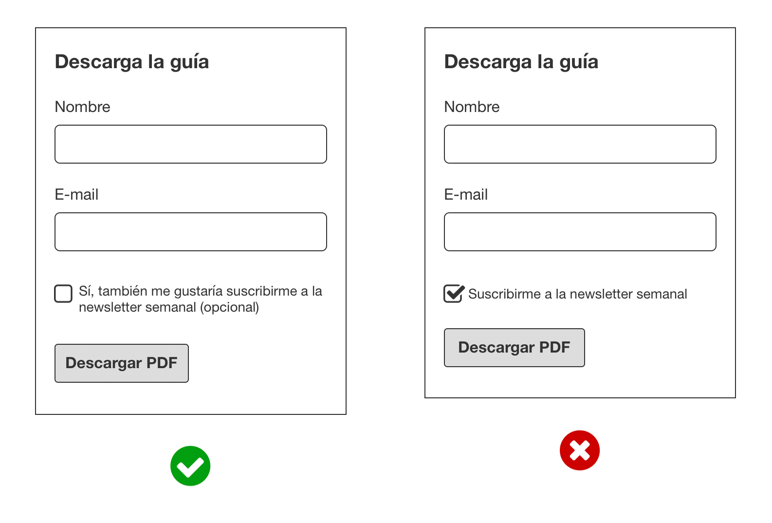 Ejemplo de formulario de consentimiento conforme al RGPD: la acción de consentimiento debe ser explícita y otorgada libremente