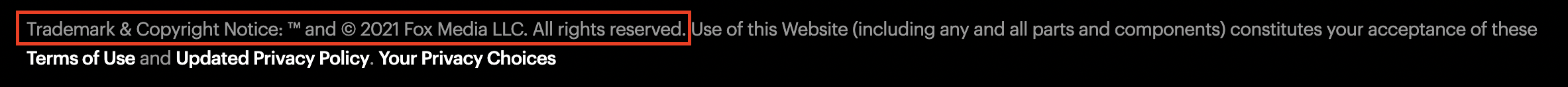 exemple d’avis de droit d’auteur de Fox Records