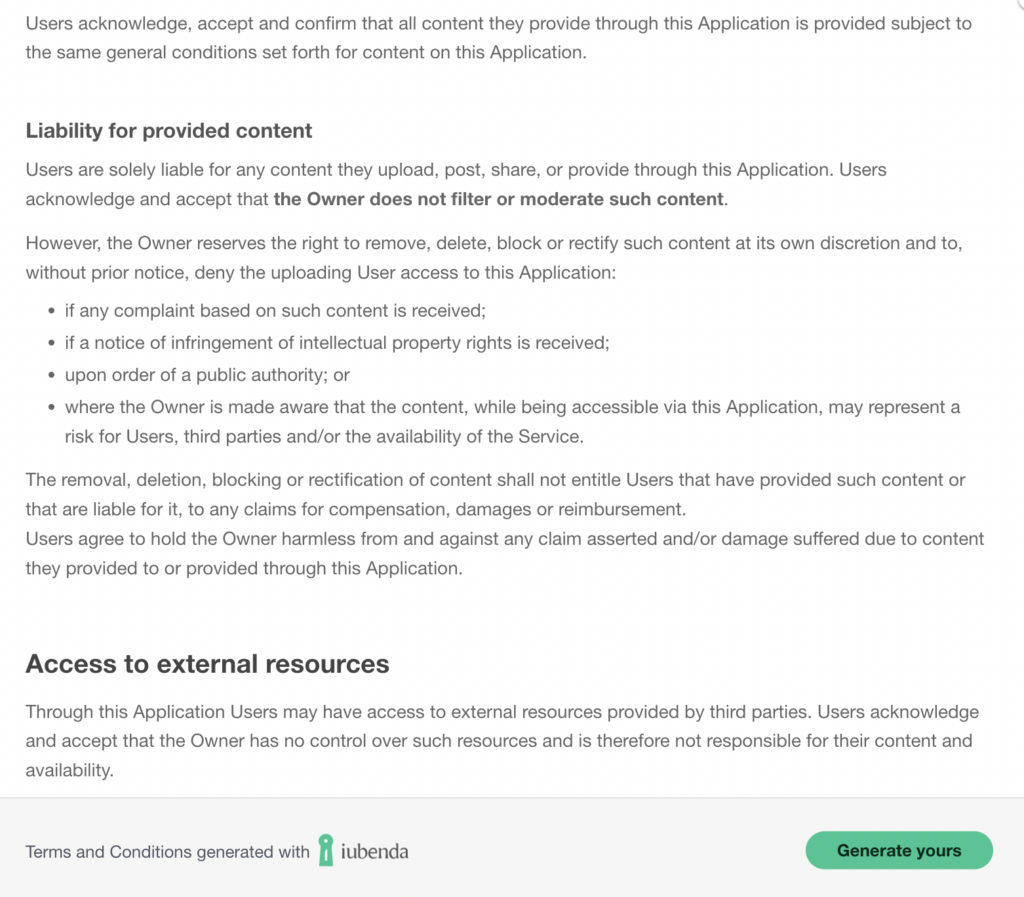 Terms and conditions example template