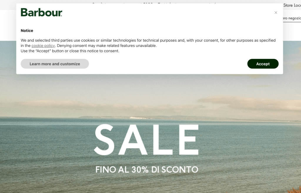 barbour cookies notice