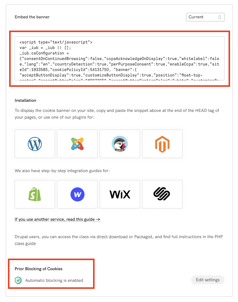 autoblocking embedding section