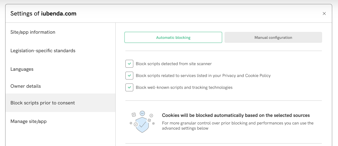 Painel de bloqueio automático