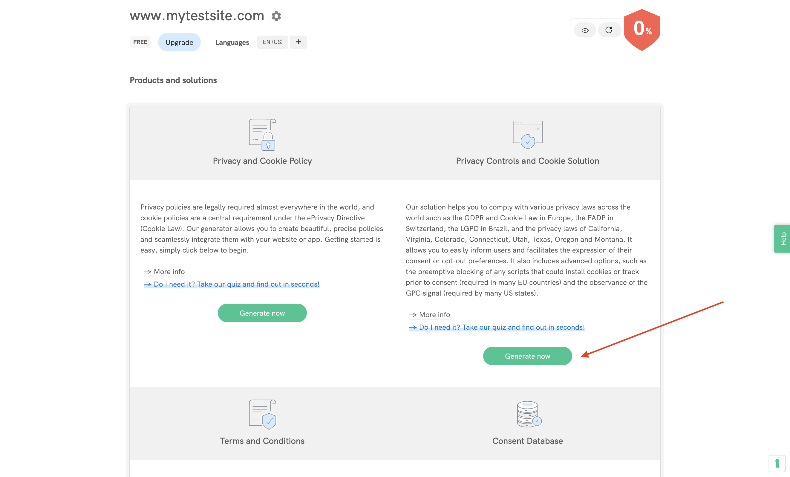 Cookie Solution - Generate a cookie banner