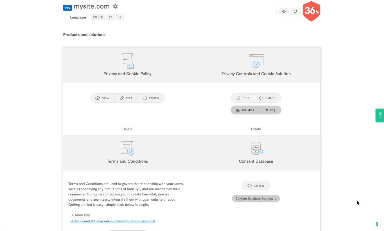 Activate cookie policy