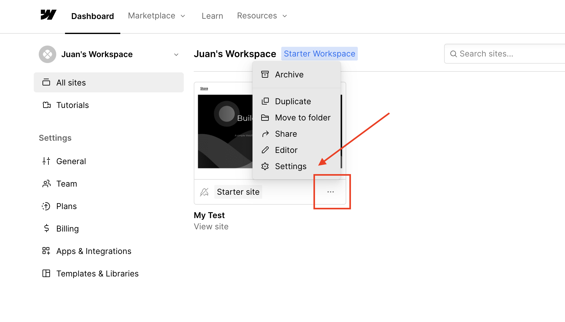 Webflow Project Settings