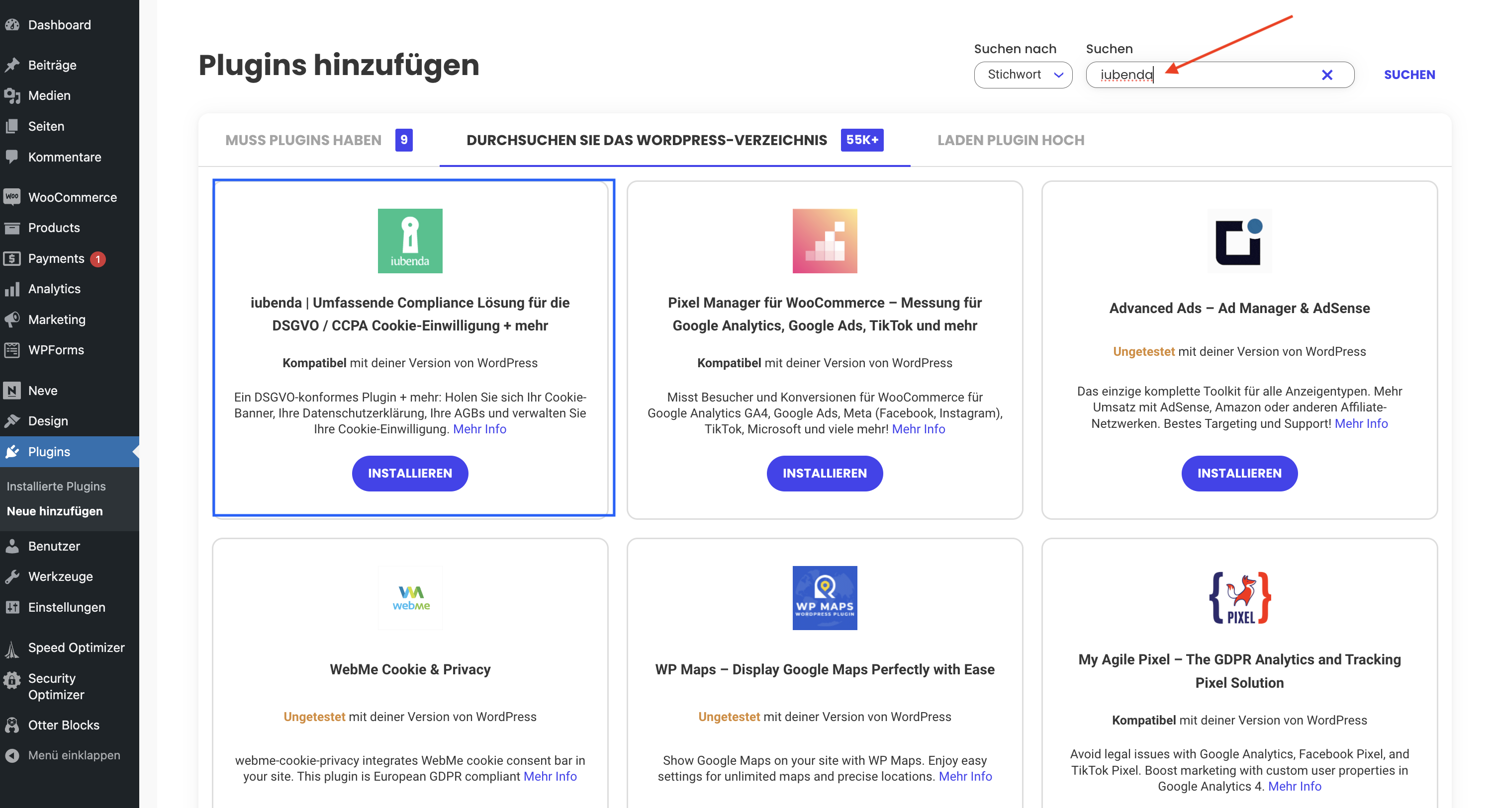 iubenda für siteground