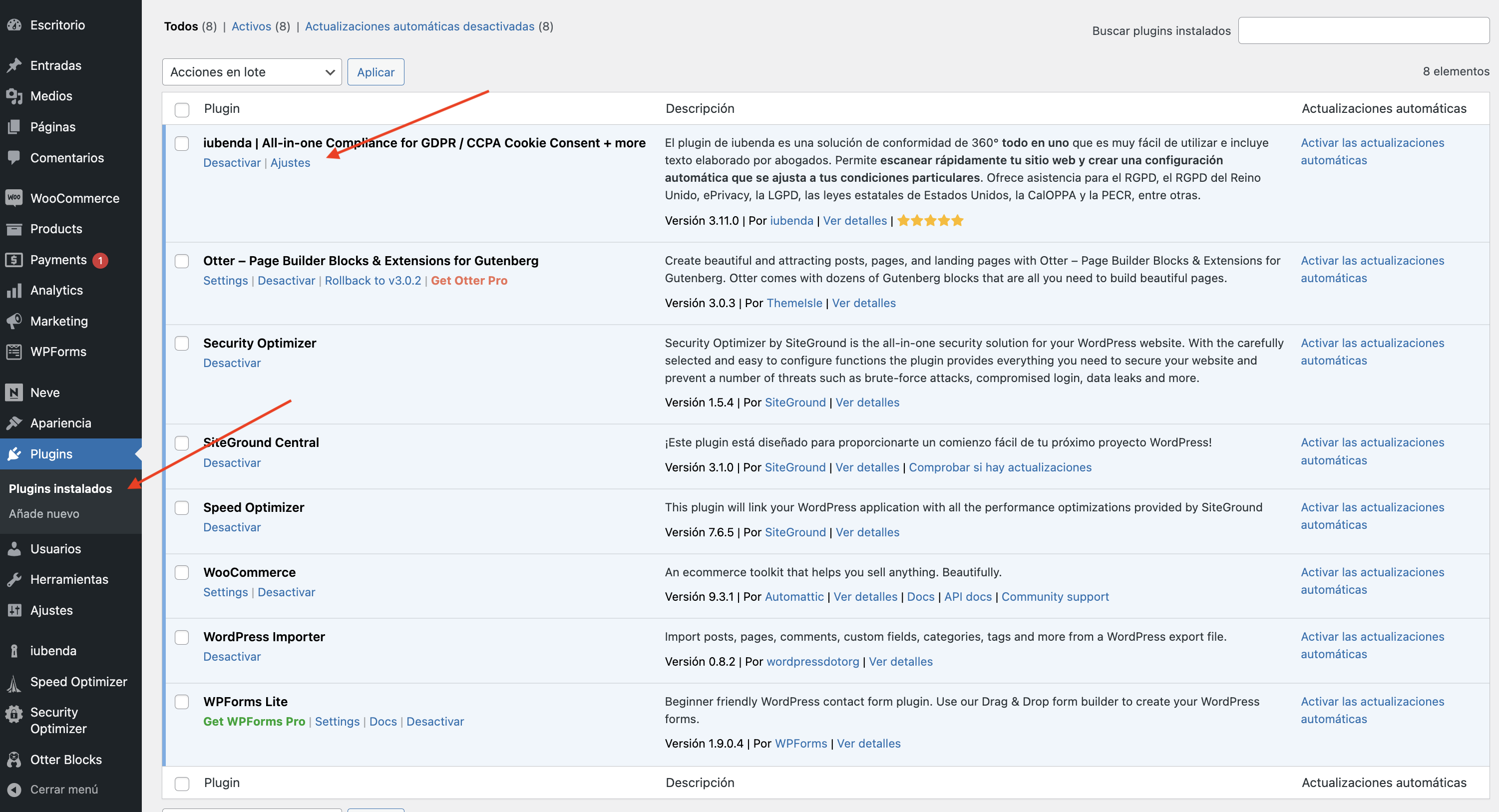 iubenda for siteground