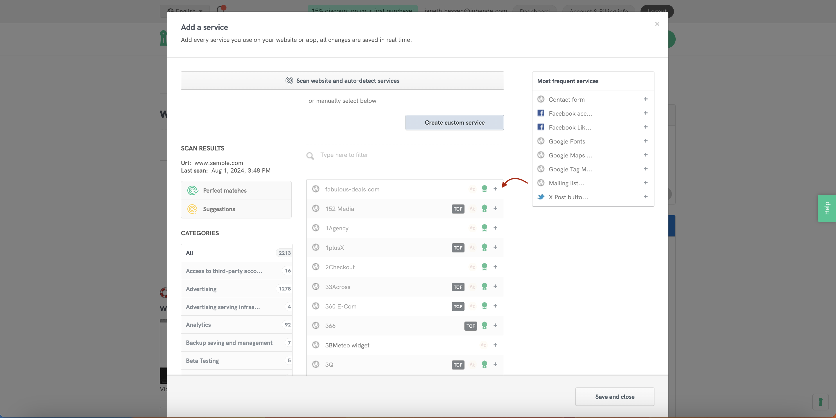 integration af google med iubenda, PCP