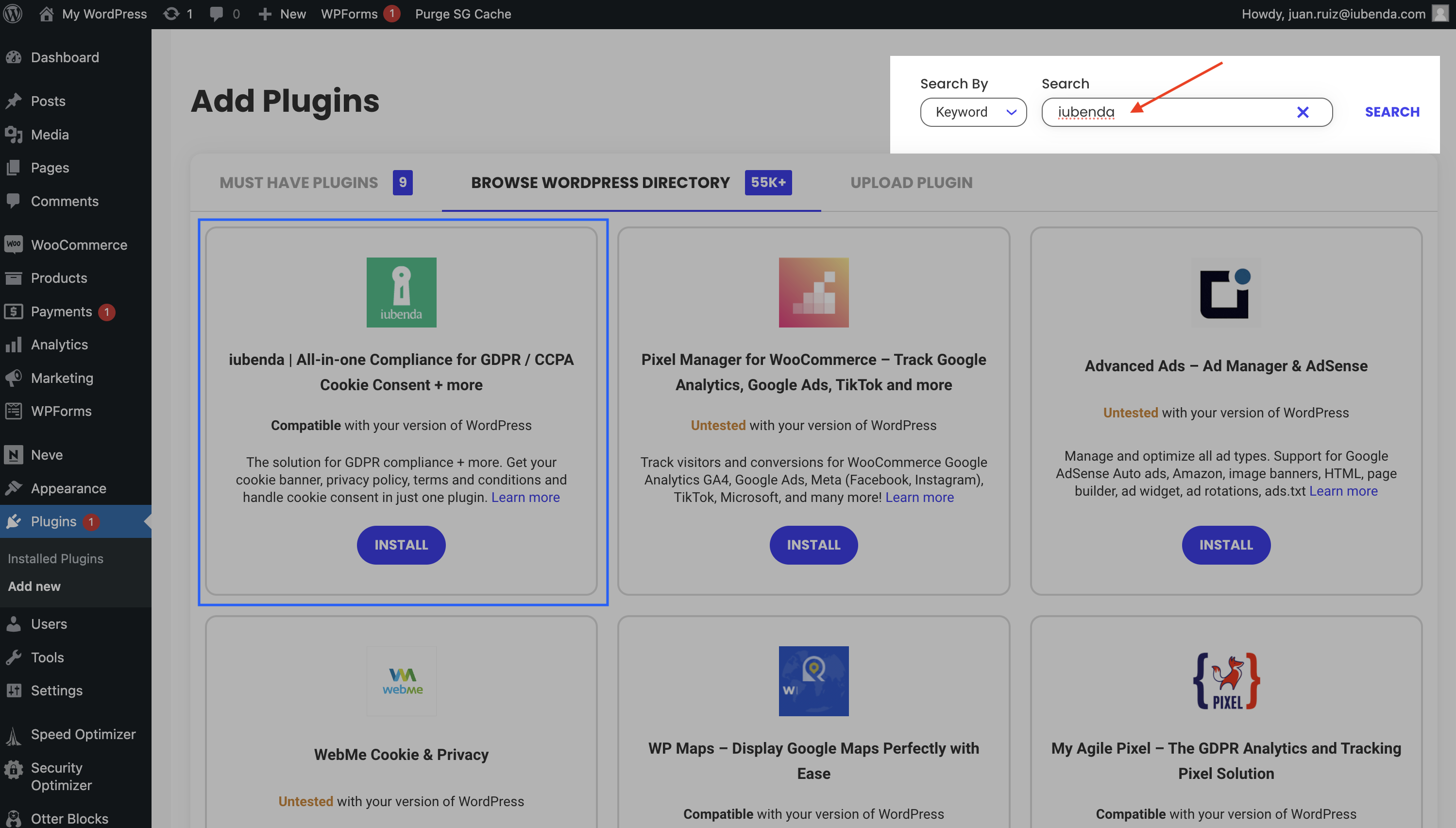 iubenda for siteground