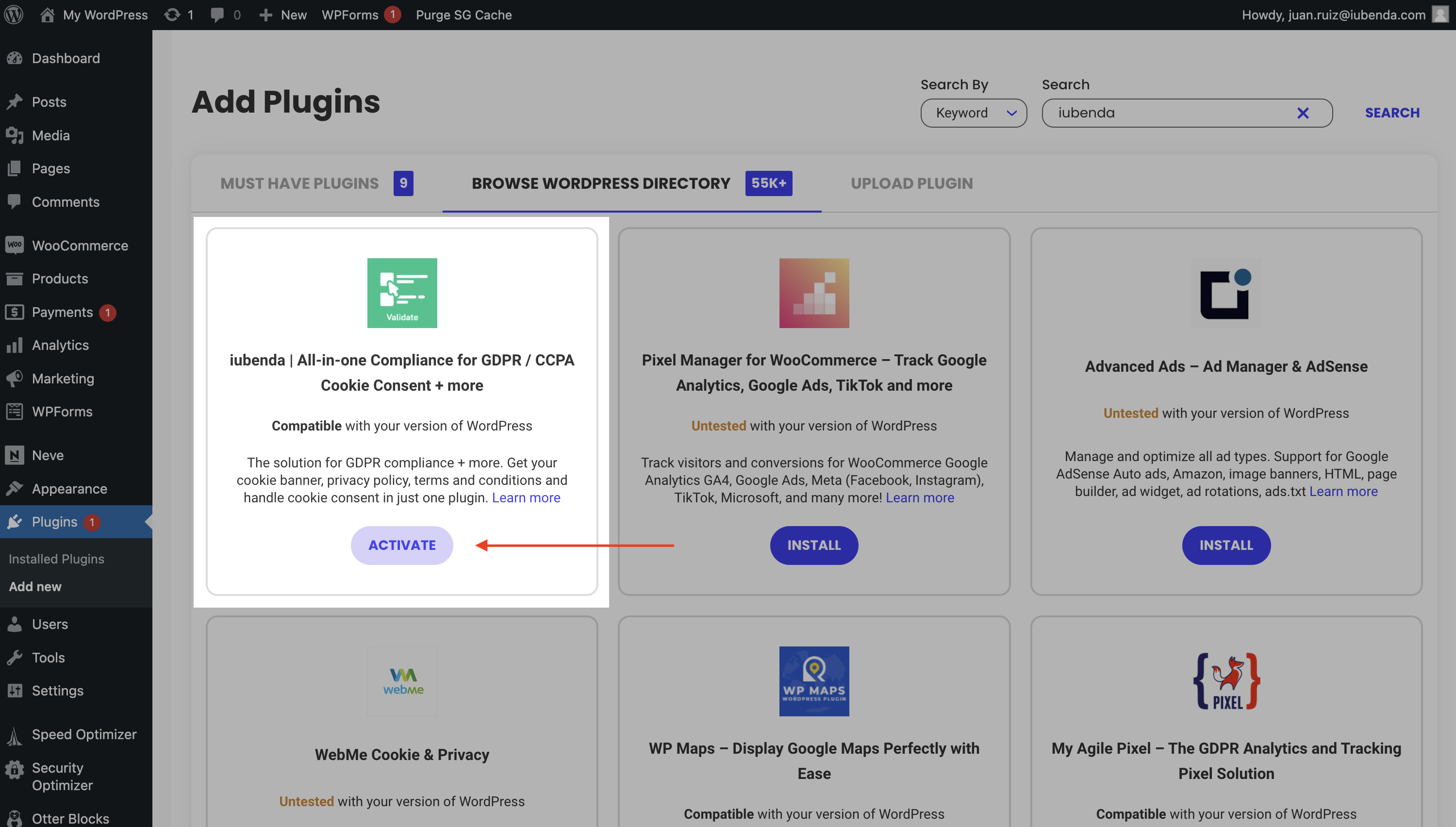 iubenda for siteground
