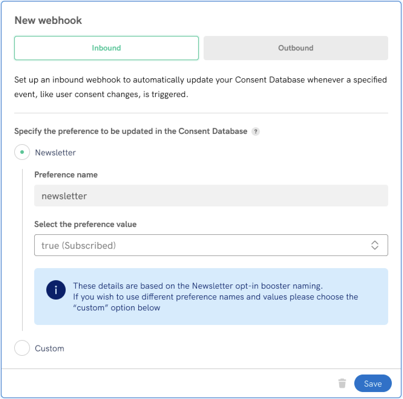 Webhooks iubenda Consent Database