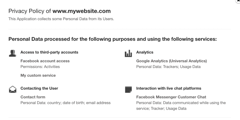 simplified view privacy policy - legalese