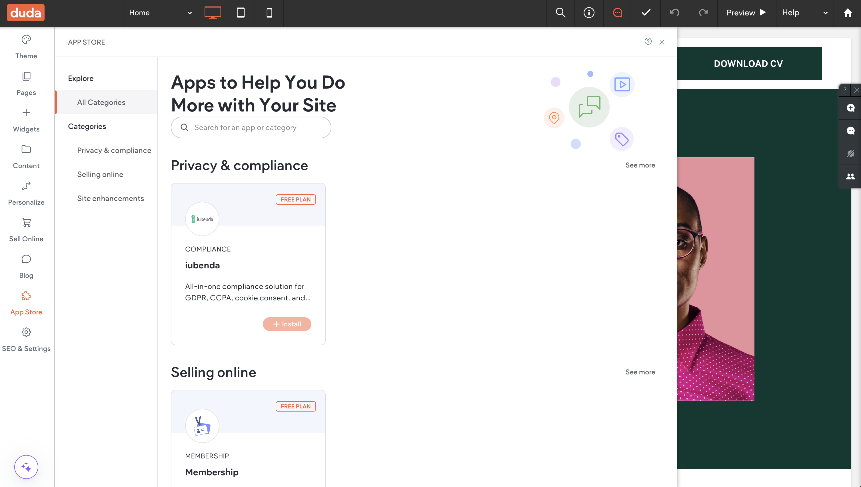 Søg efter Duda-appen