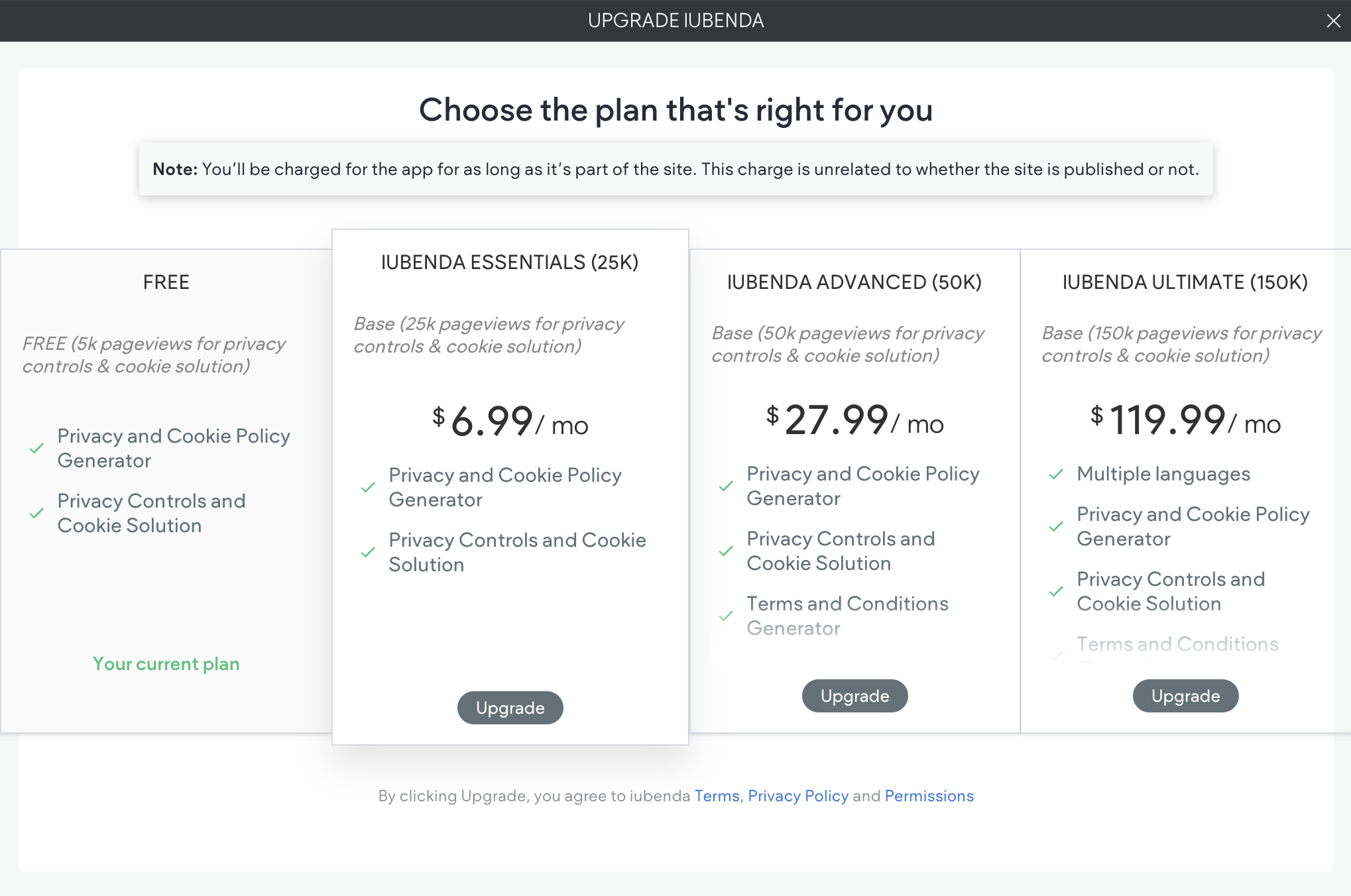 Vælg abonnement i Duda