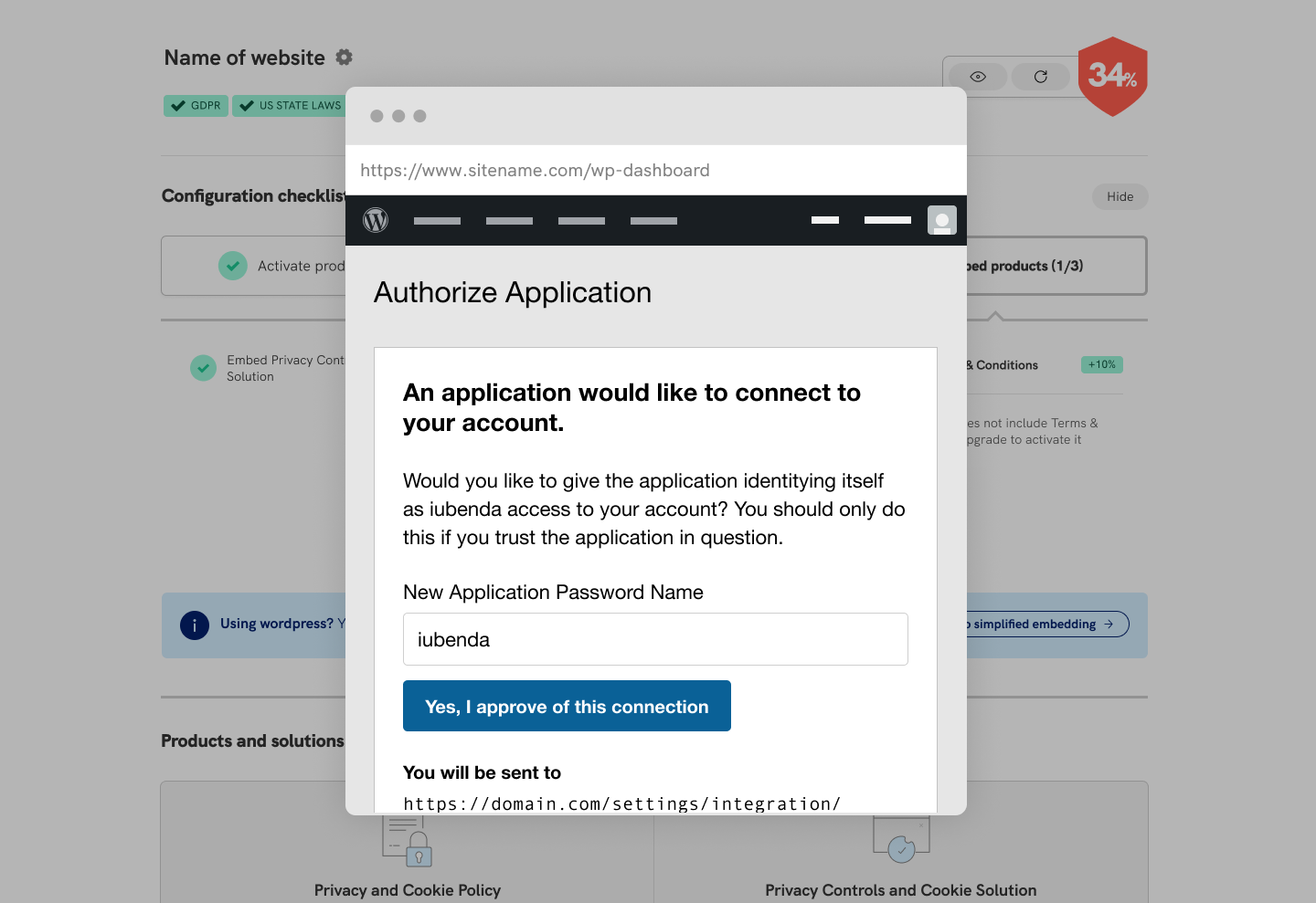 Opción de integración en un clic
