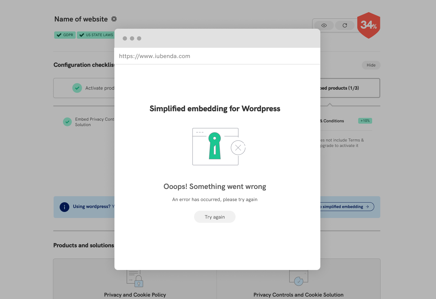 Opción de integración en un clic