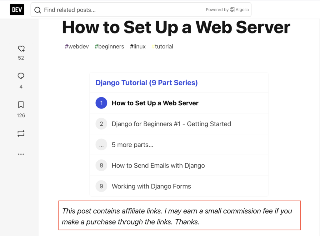 affiliate disclosure blog post