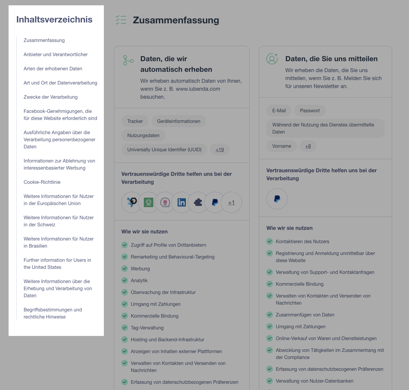 neues Design Inhaltsübersicht