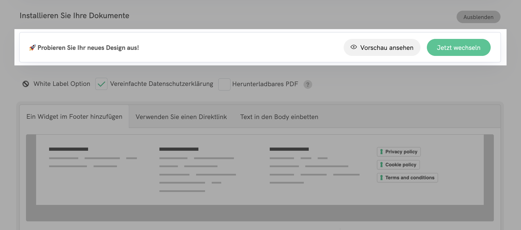 iubenda neues Design