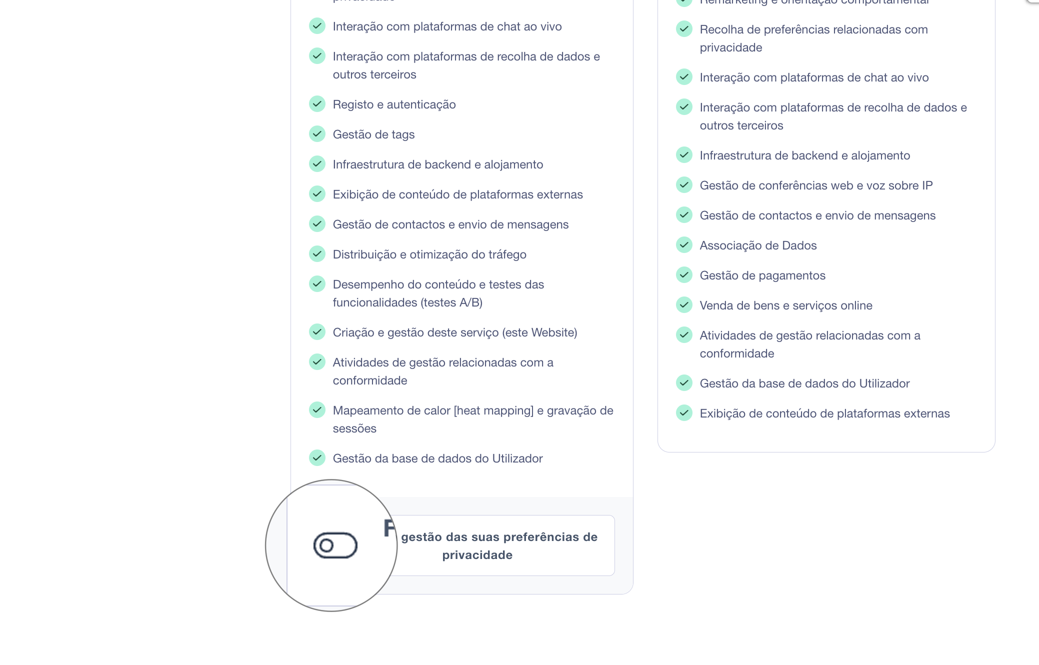 controlos do novo design