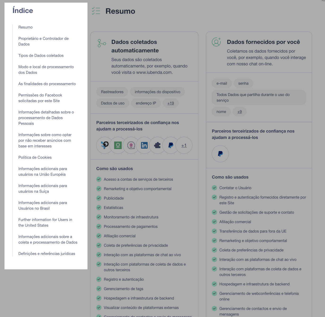 novo design do índice