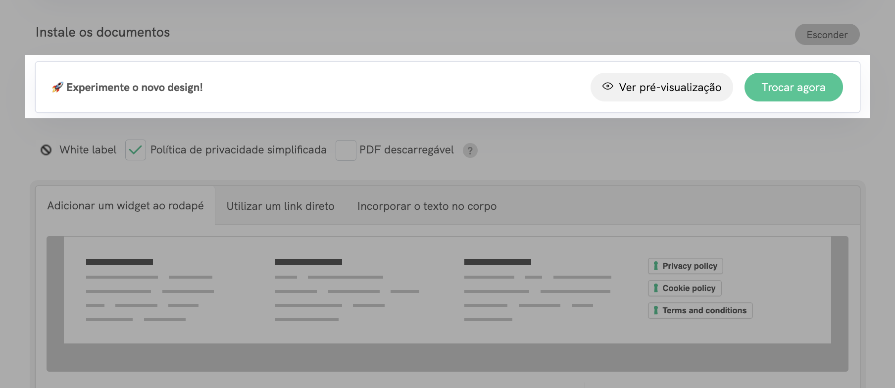 Novo design da iubenda