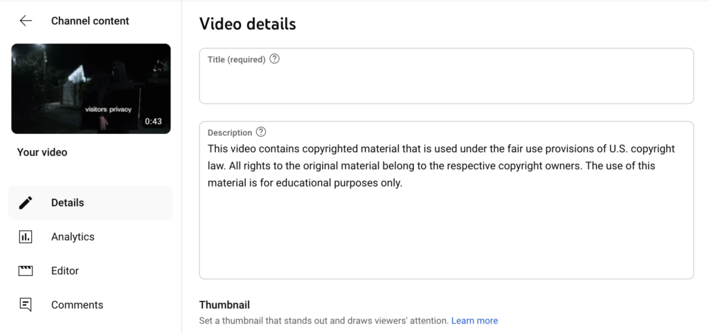 add youtube disclaimer 2