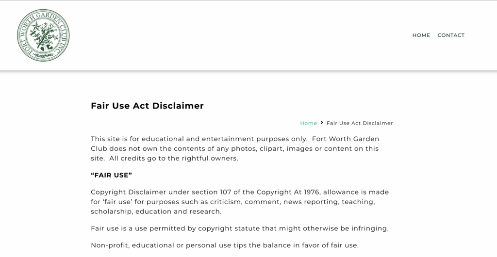 fair use disclaimer example