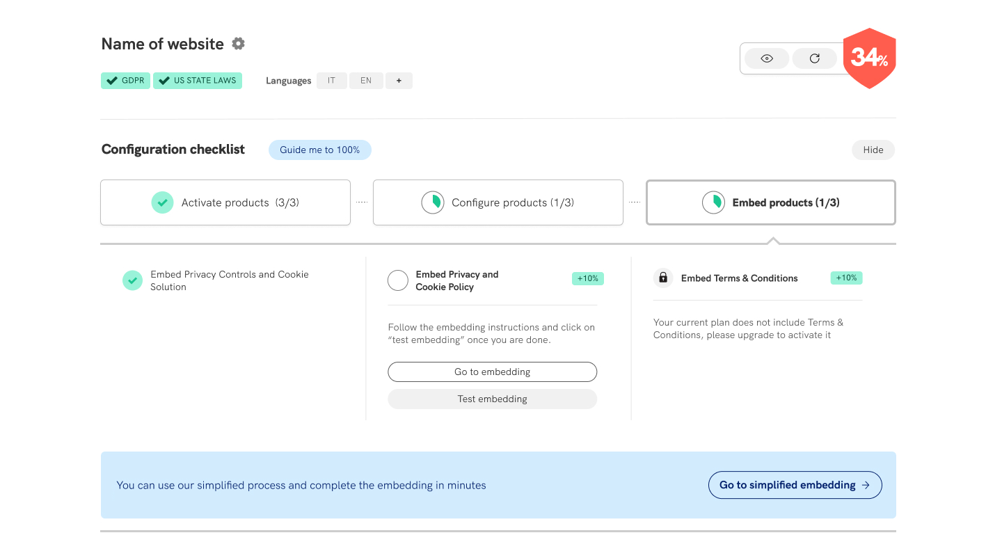 Opción de integración en un clic